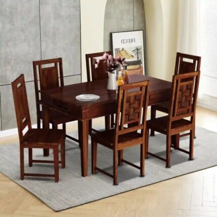 Furn Shine - Priscille Solid Sheesham Wood 6-Seater Dining Table Set