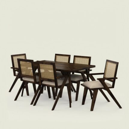 Furnshine - Lorenzo Solid Wood 6-Seater Dining Table Set
