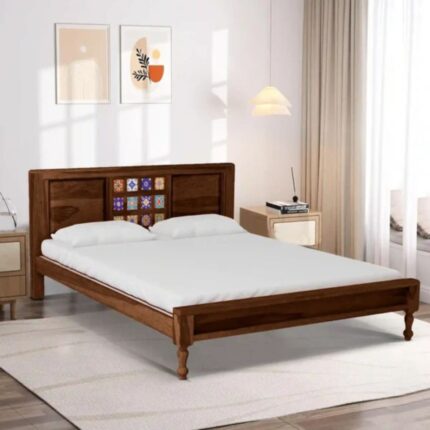 Furn Shine Mod Wood Queen Size Contemporary Sheesham Wood Bed without Storage