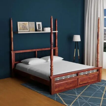 Furn Shine Nest Form Trundle Traditional Solid Queen Size Sheesham Wood Poster Beds