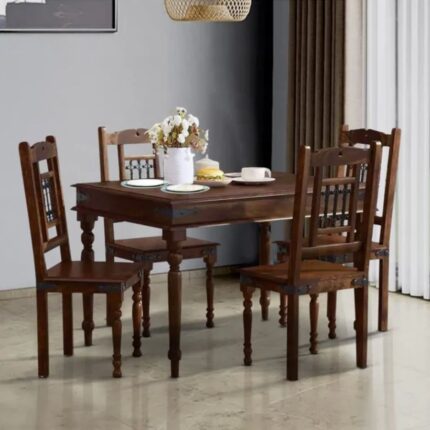 Furnshine - Mariana Solid Sheesham Wood 4-Seater Dining Table Set