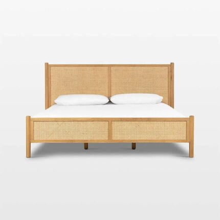 Furn Shine Tisdell Cane and Khaki Acacia Wood King Bed