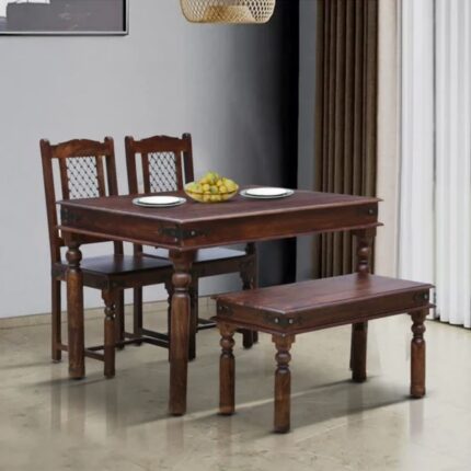Furnshine - The Hunter Solid Wood 4-Seater Dining Table Set
