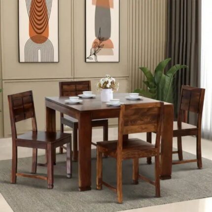 Furnshine - The Janice Luxury Solid Sheesham Wood 4-Seater Dining Table Set