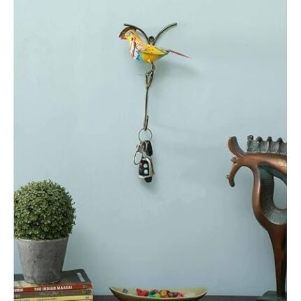 Furn Shine - Yellow Cannary Bird Key Holder with Single Hook, Unique Bird-Shaped Key Organizer for Wall, Cannery Key Hanger for Home and Office, Elegant Bird Key Holder for Home Decoration