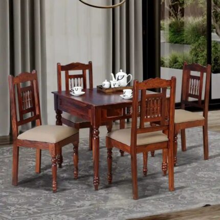 Furnshine - The Heaven Traditional Solid Wood 4 Seater Dining Table Set