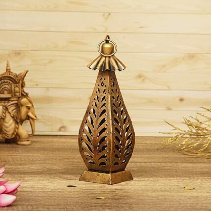 Furn Shine – Antique Golden Tea Light Holder for Home Decoration | Handcrafted Metal Candle Holder | Elegant Gold Finish Tealight Stand for Table, Bedroom, Living Room & Office Decor