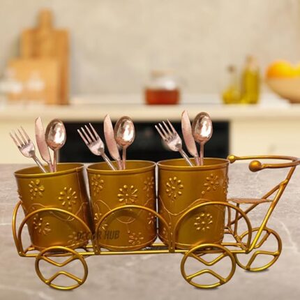 Furn Shine Cutlery Holder, Metal Cutlery/Spoon Holder for Kitchen and Spoon Stand Kitchen Organizer for Utensils - Golden