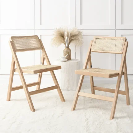 Furnshine - Andrea Natural Colour Set of 2 Folding Cane Rattan Chairs