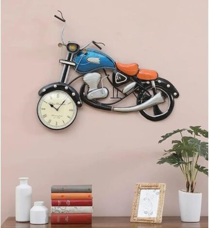 Furn Shine - Vintage Motorcycle Wall Clock – Retro Metal Art Timepiece for Home Décor