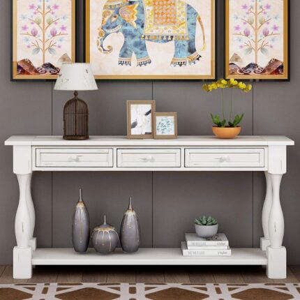 Furnshine Console Table with Drawers and Shelf 64" Long Sofa Table Entryway Table for Entryway Living Room
