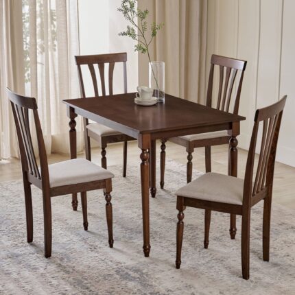 Furnshine - Nash Rubber Wood & Fabric Set of 2 Dining Chairs (Beige)