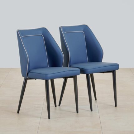 Furnshine - Kate Set of 2 Faux Leather Blue Dining Chairs