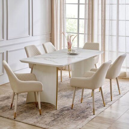 Furnshine Alfie Set of 2 Faux Leather Dining Chairs - Cream