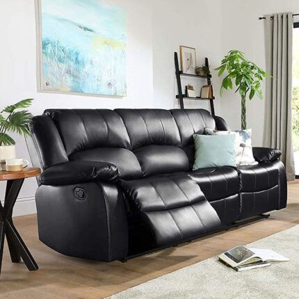 Furnshine Bonlife Leatherette 3 Seater Recliner Sofa for Living Room