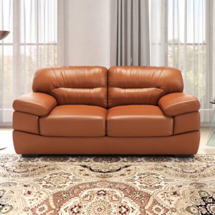 Furnshine Leather 2 Seater Sofa in Tan Brown
