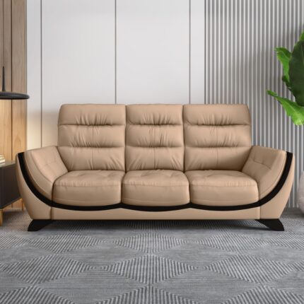 Furnshine Leatherette 3 Seater Sofa in Mushroom Brown