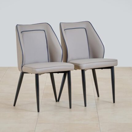 Furnshine - Colton Set of 2 Faux Leather Dining Chairs - Grey