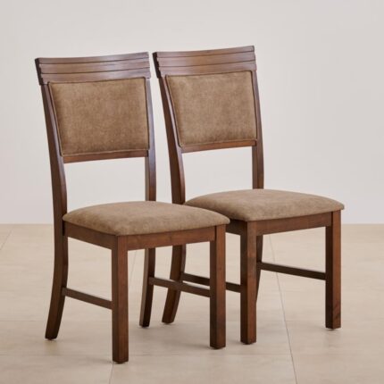 Furnshine - Faye Set of 2 Fabric Dining Chairs - Brown