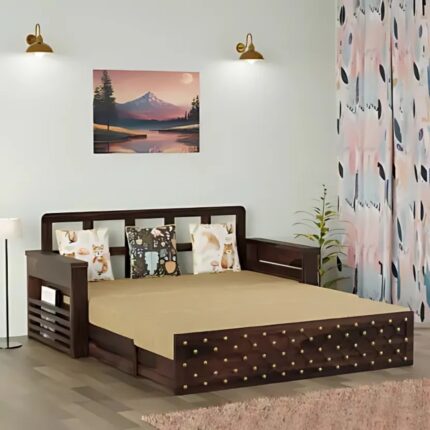 Furnshine - Twiggy Solid Wood Block Style Three Seater Sofa Cum Bed With Storage