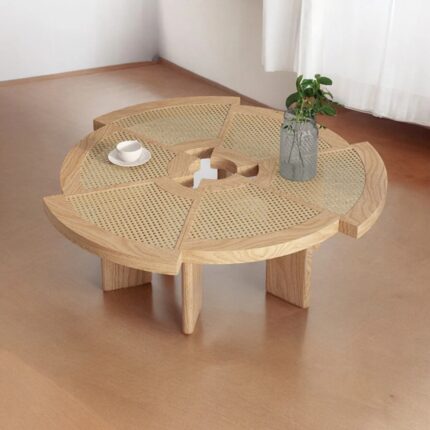 Furnshine Solid Ash Wood & Rattan Coffee Table