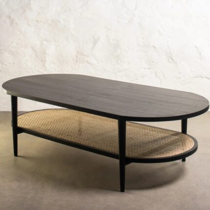 Furnshine Oak Wood & Rattan Coffee Table