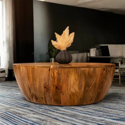 Furnshine Earth Solid Mango Wood Round Coffee Table Natural Brown