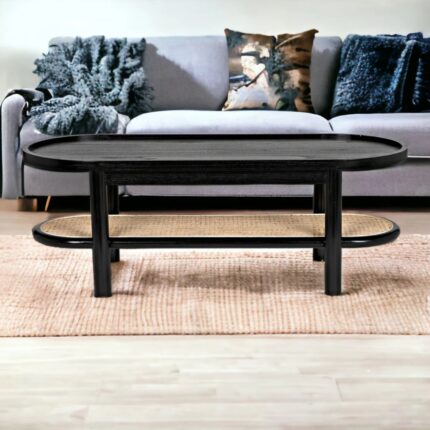 Furnshine Solid Teak Wood & Rattan Coffee Table