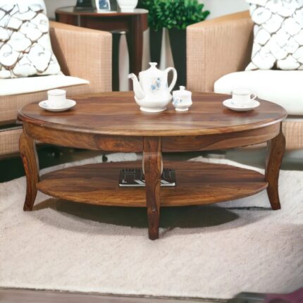 Furnshine Oval Coffee Table Teak Finish