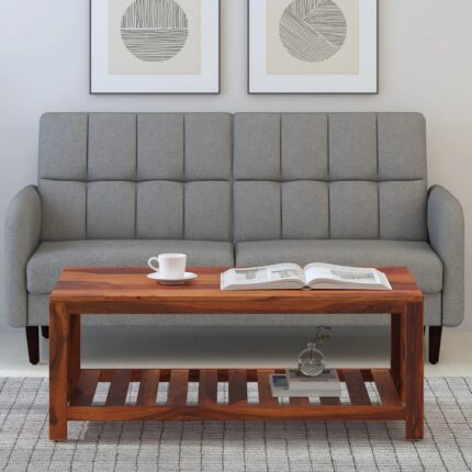 Furnshine Sheesham Wood Coffee Table in Scratch Resistant Honey Oak Finish