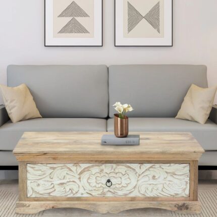 Furnshine Grain Solid Wood Rectangular Coffee Table In Scratch