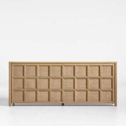 Furnshine Rattan and Natural Oak Wood 6-Drawer Dresser