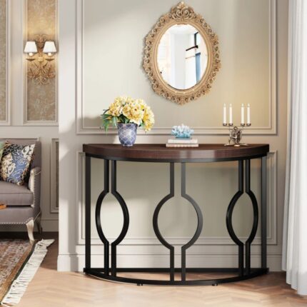 Furnshine 43" Industrial Console Table, Half Moon Shaped
