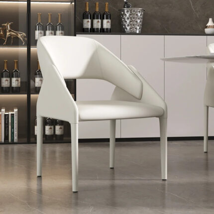 Furn Shine - Modern White Faux Leather Open Back Dining Chairs (Set of 2)