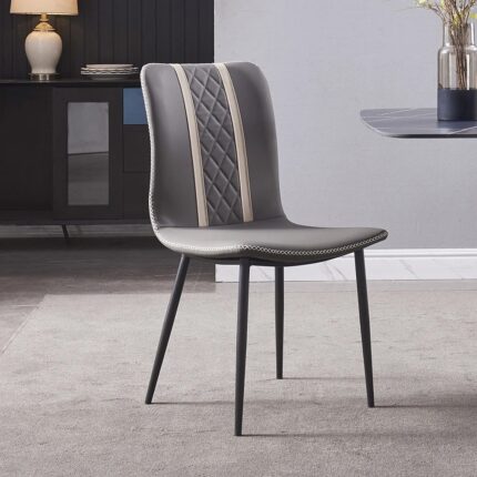 Furn Shine - Sealey Armless Faux Leather Upholstered Dining Chairs with Carbon Steel Legs