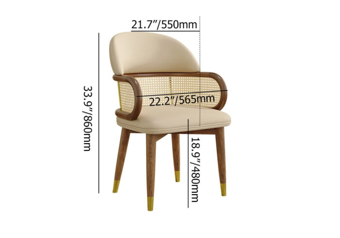 Furnshine - Upwood Mid-Century Modern Beige Rattan Dining Chair Curved Back - Image 3
