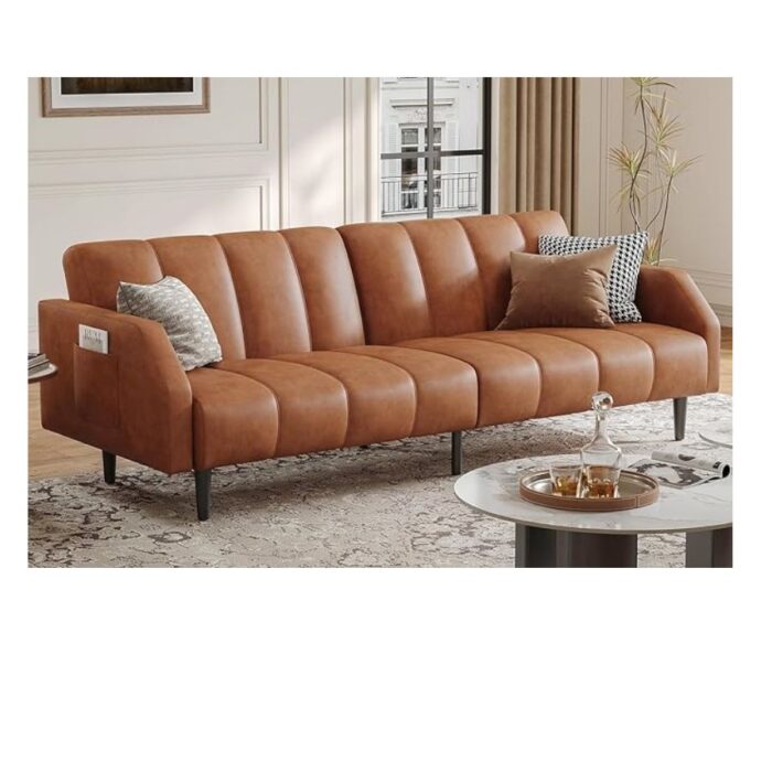 Furnshine - Avri Faux Leather Futon Adjustable Sofa Bed Couch - Image 16