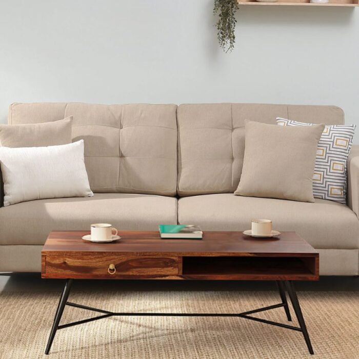 Furnshine - Tory Sheesham Wood Coffee Table with Iron Legs - Image 1