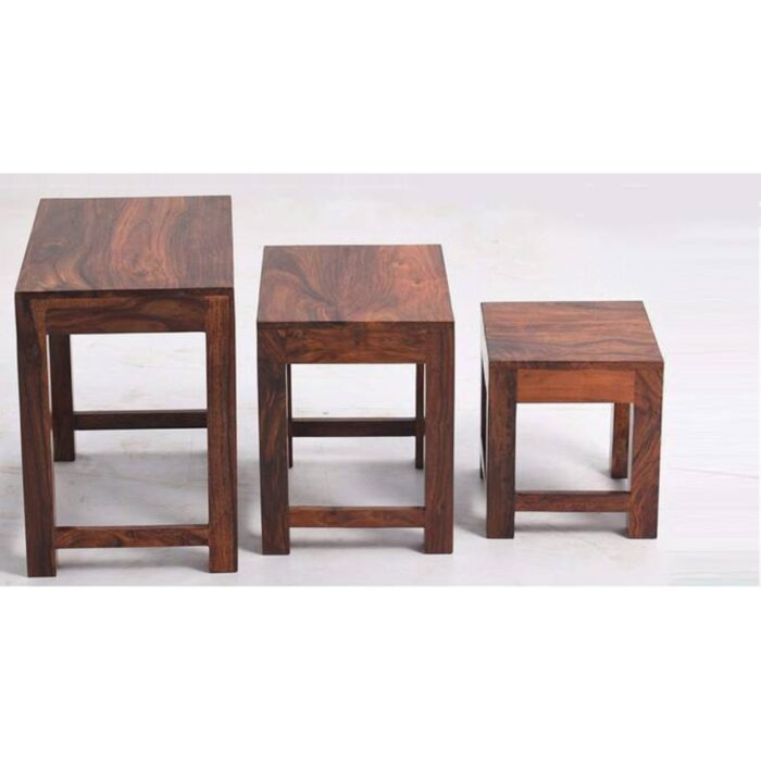 Furnshine - Multipurpose Sheesham Wood Nesting Table Set of 3 Stools - Image 1