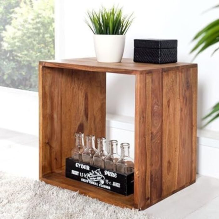 Furnshine - Dryden Solid Sheesham Wood Cubic Side Table - Image 1