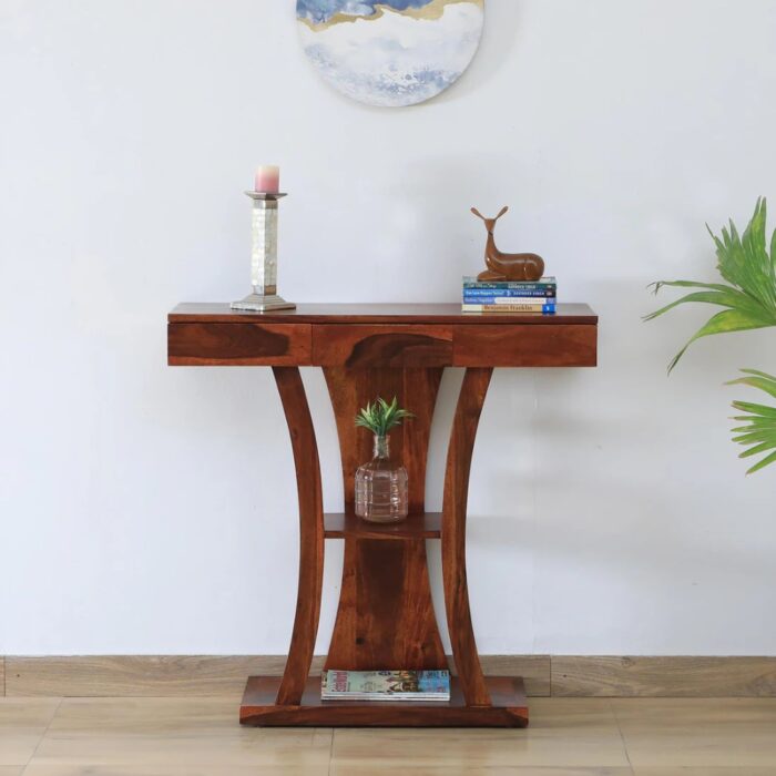 Furnshine - Hawes Sheesham Wood Console Side Table with Drawer Storage - Image 1