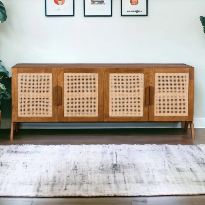 Furnshine - Barric Solid Teak Wood Rattan Sideboard - Image 1
