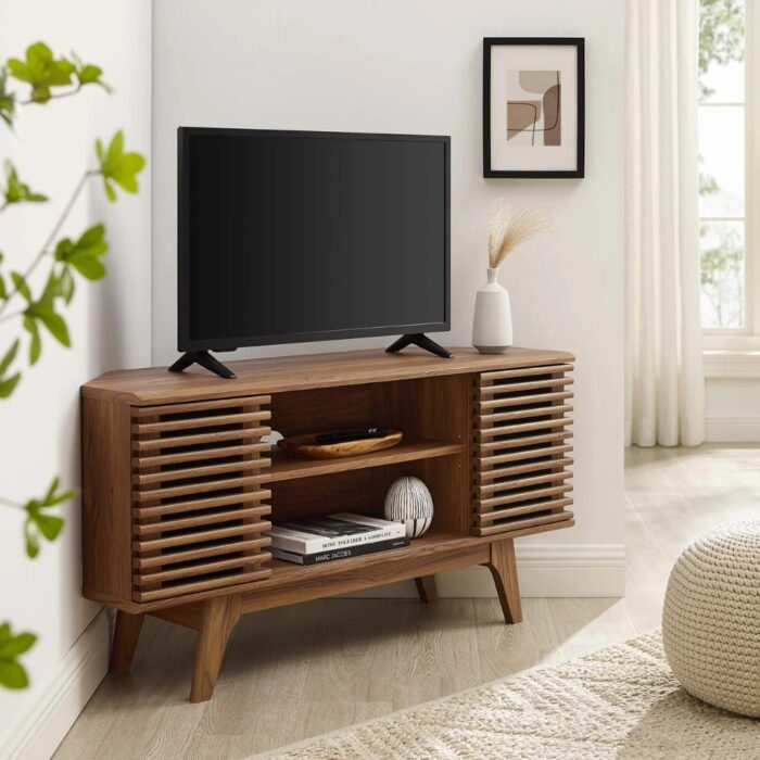 Furnshine - Modway Render 46" Corner TV Stand With Wal Finish - Image 1