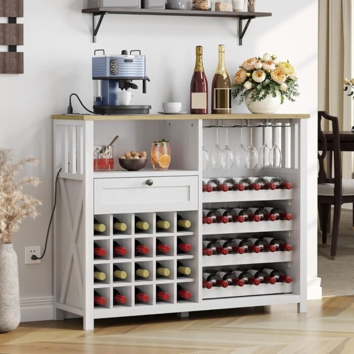 Furnshine - Faxon 47" Wine Bar Cabinet with LED Lights & Power Outlet - Image 8