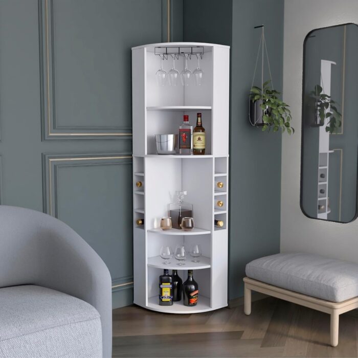 Furnshine - Treena Modern Corner Bar Cabinet (White) - Image 1