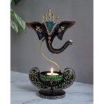 Furnshine - Kipling Black Iron Painted Lord Ganesha Tea Light Candle Holder, Ganpati Diya Stand for Puja Room & Temple, Diwali Decoration - Image 2