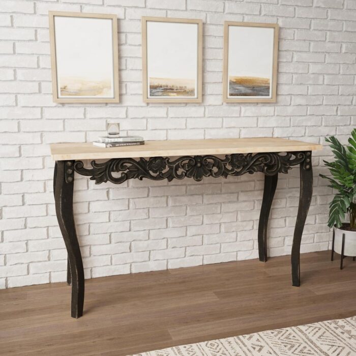 Furnshine - Beal Wooden Carved Console Table in Solid Mango Wood - Image 1