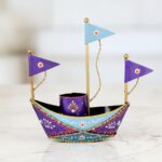 Furnshine - Eldred Decorative Handcrafted Metal Blue Boat Pen Stand / Pencil Holder - Image 3