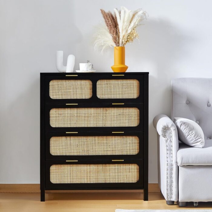 Furnshine - Simpson Wooden Rattan Finish 4-Drawer Chest of Drawer - Image 1
