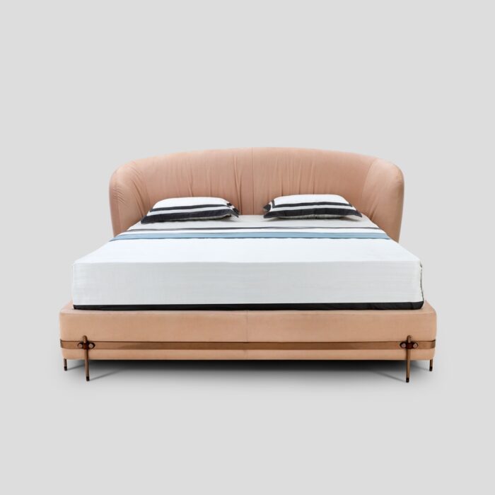 Funshine - Pomeroy Light Pink Color King Size Bed with Curved Design & Metal Legs - Image 1